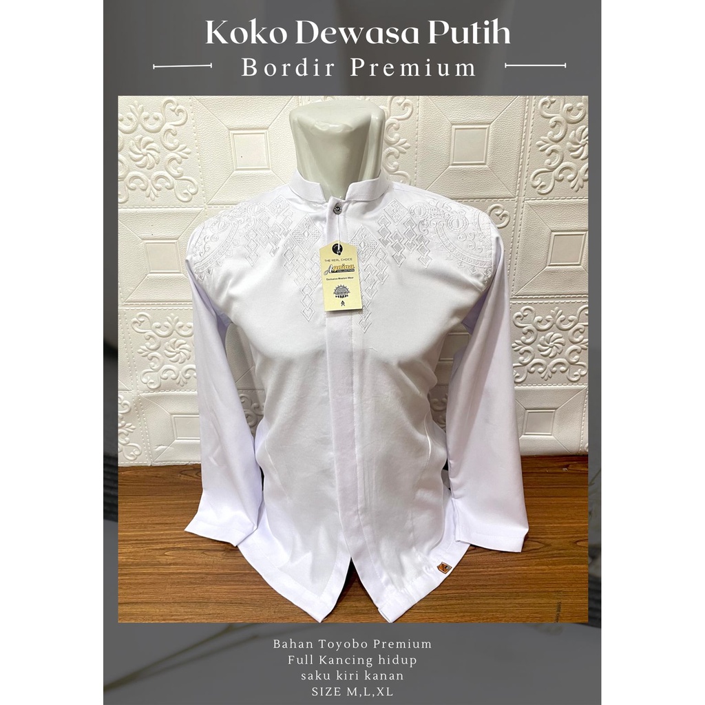 DISKON! Baju koko dewasa Bordir PREMIUM/khusus putih/terbaru/agnina collecion