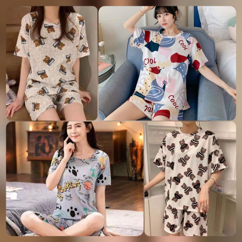 RM031 HP Import Premium Baju Tidur Wanita Dewasa Setelan Piyama Wanita Dewasa Sexy Lengan Pendek Cel