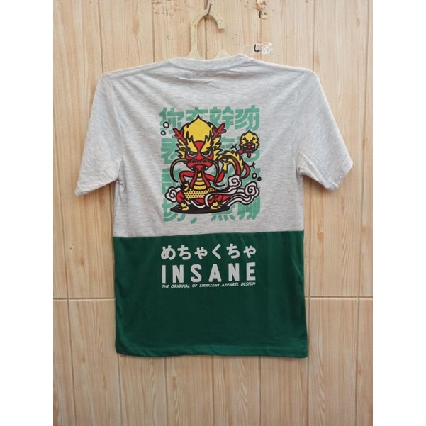 Kaos tshirt INSANE 2 WARNA HIJAU PUTIH MURAH