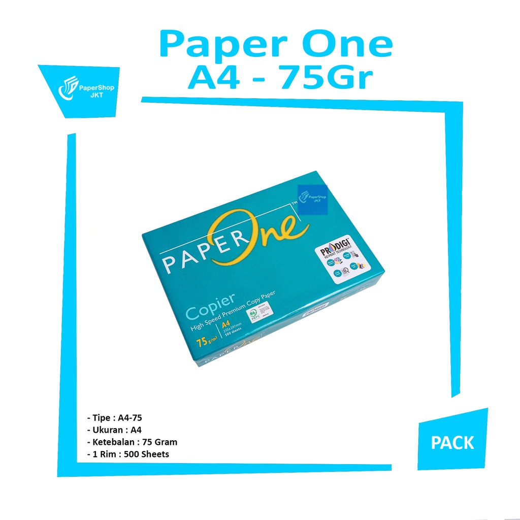 

Paper One A4 - 75 Gr - Kertas Foto Copy HVS - RIM