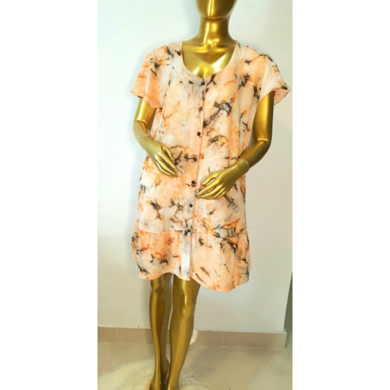 dress tie dye kupu pendek orange