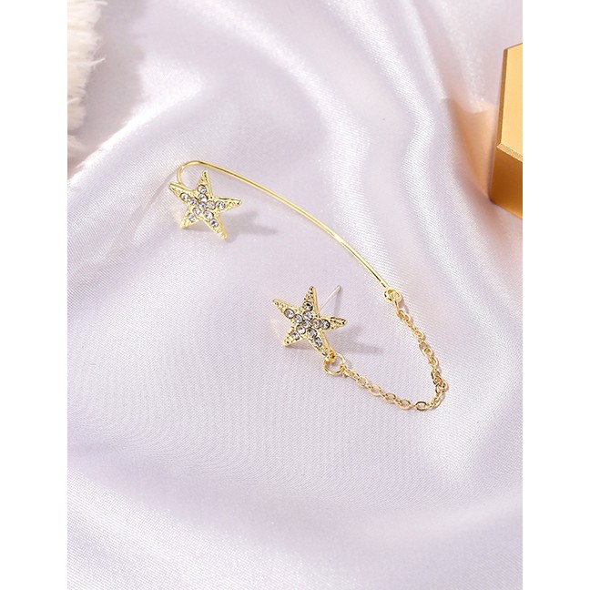 LRC Anting Tusuk+Jepit Fashion Kc Gold Star Long Chain P85901