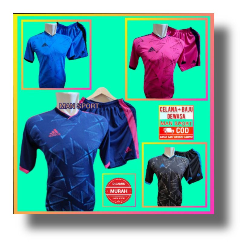 (COD) KAOS BOLA JERSEY OLAH RAGA BAJU VOLLY DEWASA Jersey Olahraga Dewasa Jersey Bola motip adidas w