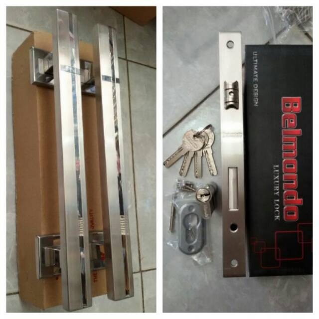 Handle pintu minimalis 33cm 1set+kunci