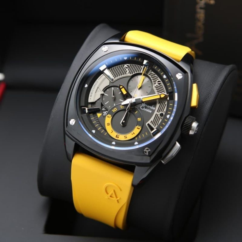 Jam Tangan Alexandre Christie AC 6591 Pria / AC6591 MC Yellow Original