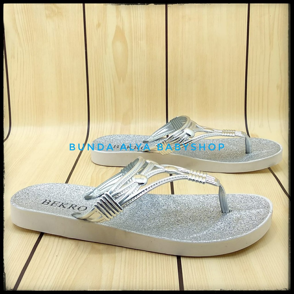 Sandal Wanita Jepit SILVER Size 36 - 40 - Sendal Jepit Perempuan Casual Flat - Sandal Cewek Trendy