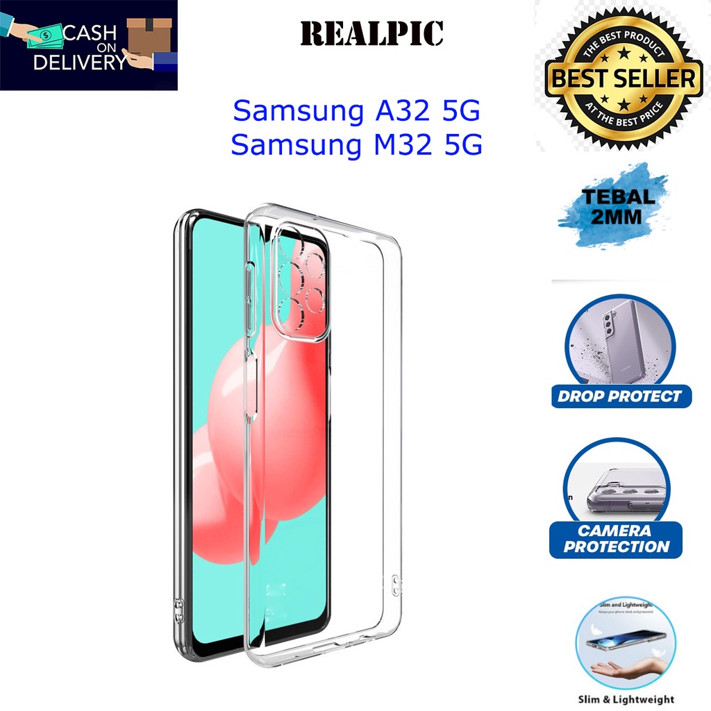 Case Samsung Galaxy A32 5G / Samsung Galaxy M32 5G Casing Clear HD KETEBALAN 2MM BENING TRANSPARAN TPU Premium Softcase