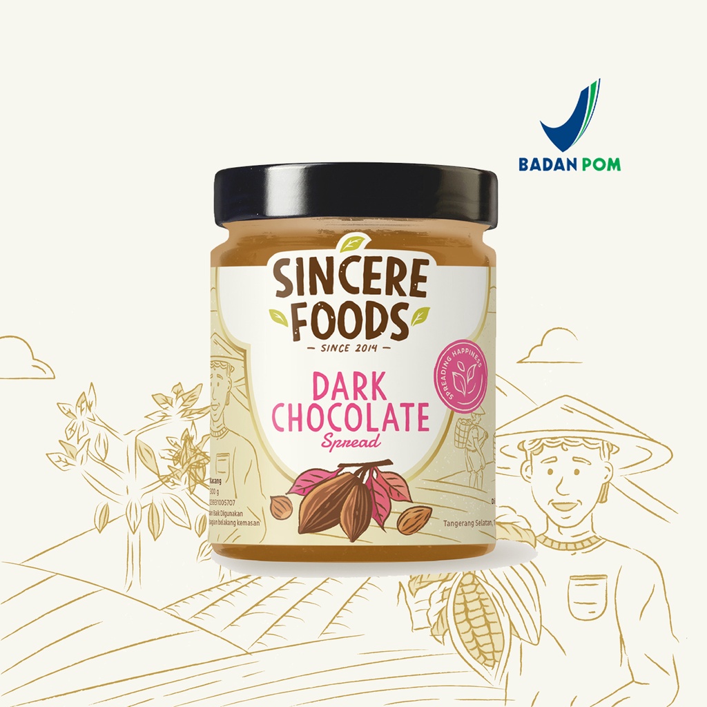 Dark Chocolate Spread Almond Hazelnut Sincere Foods / Selai Coklat Vegan 300g