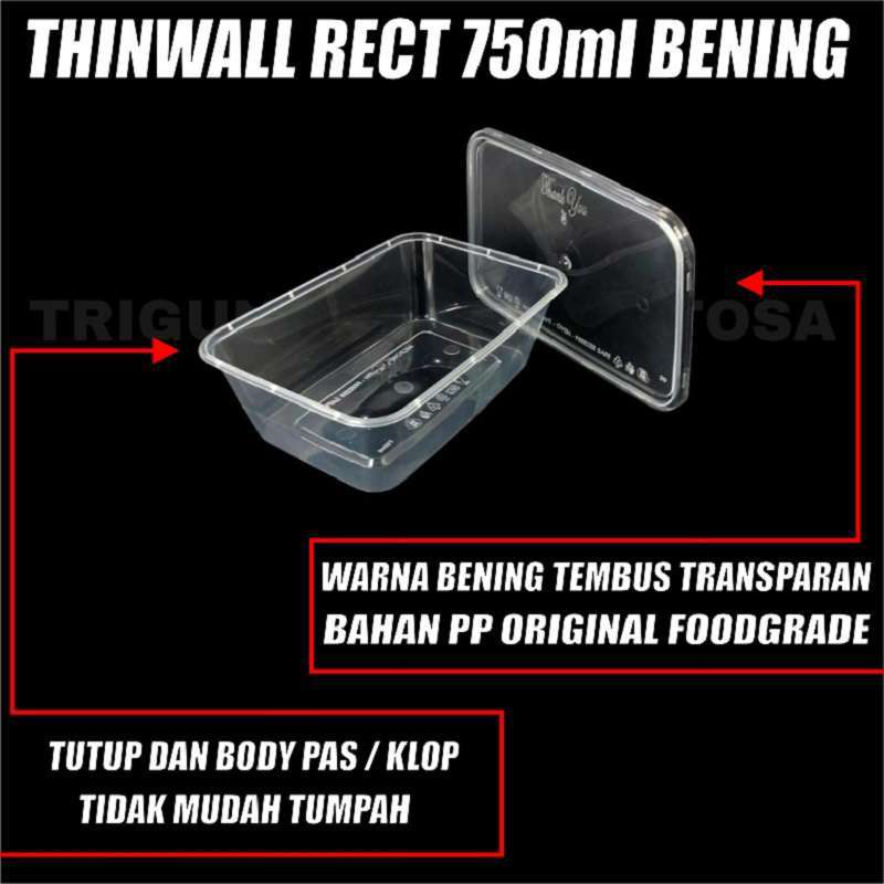 Thinwall 750ml 25pcs Food Container Lunch Box Tempat Bekal Makanan Anak Kotak Makan Plastik Murah Surabaya