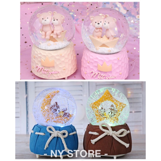 

NY STORE Snowball Bear Star / Moon Couple Met Your Boat bola kristal Crystal Snow Ball Youleehuang