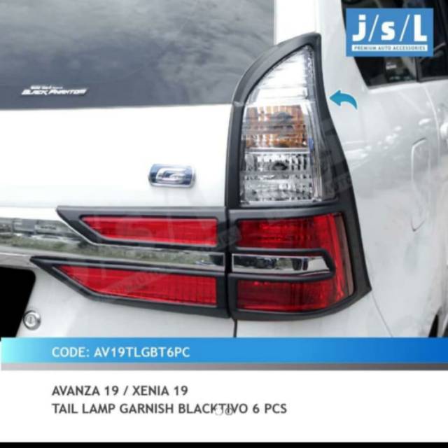 Garnish lampu belakang avanza/ Xenia 2019/ tail lamp garnish hitam chrome jsl