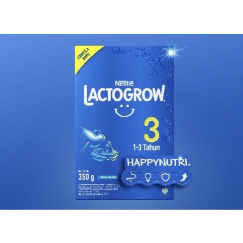 Susu Lactogrow 3 HappyNutri 180gr & 350gr Rasa Vanilla & Madu [1-3 Tahun]