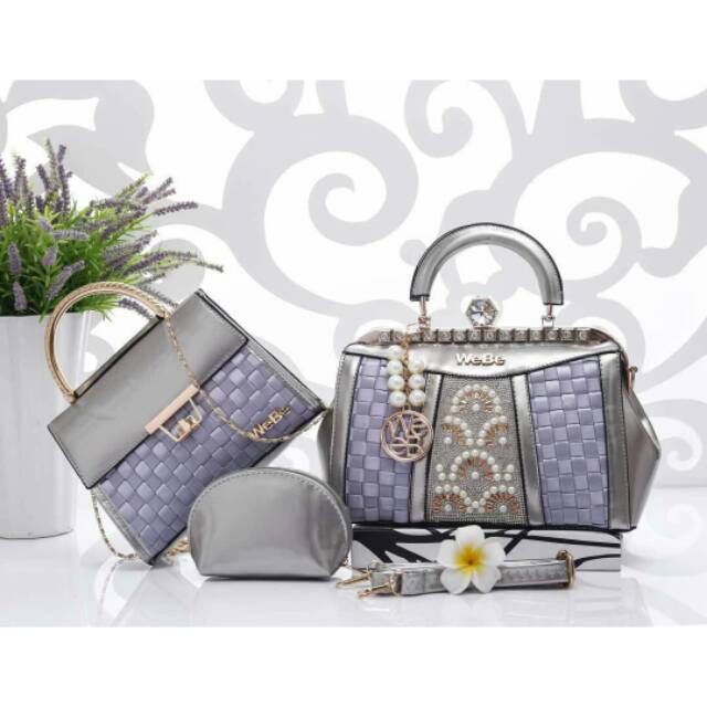 Tas webe behel Correl 6016 (3in1) wanita branded glossy fashion import