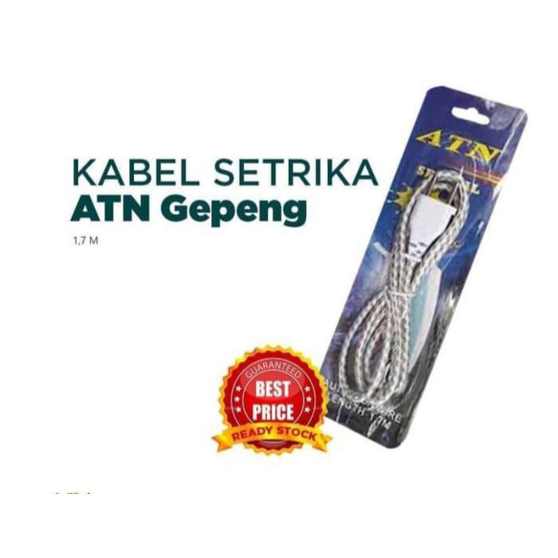 Kabel setrika licinan gosokan arde ATN TRM 1,7M putih setrika 3 jalur 2 jalur