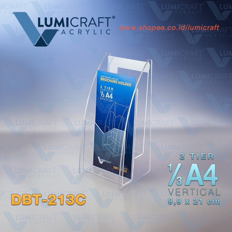 

Tempat Brosur Dua Tingkat / Brochure Holder 2 Tier - ukuran 1/3 A4 (Sepertiga A4) | Lumicraft - DBT-213C