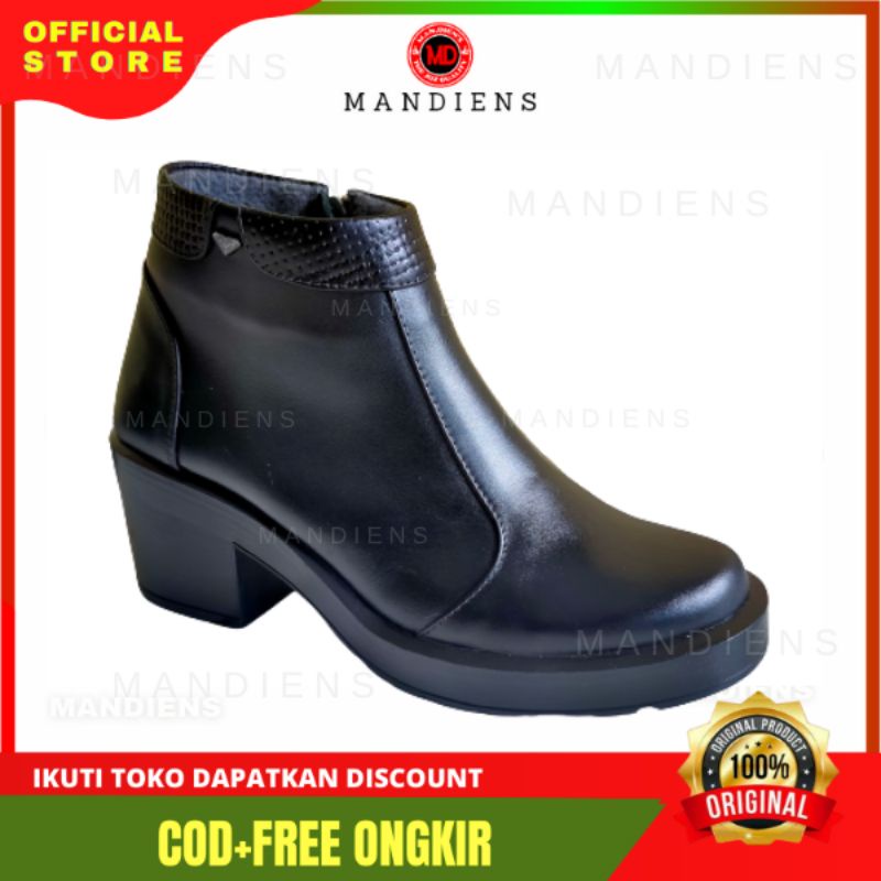 MANDIENS Sepatu Boots Wanita Kulit Asli Medali PDH01 7CM Model Pdl Sus Polwan Secwan Satpam Kualitas Premium Branded Boot Cewek Heels Tinggi Boot Fashion