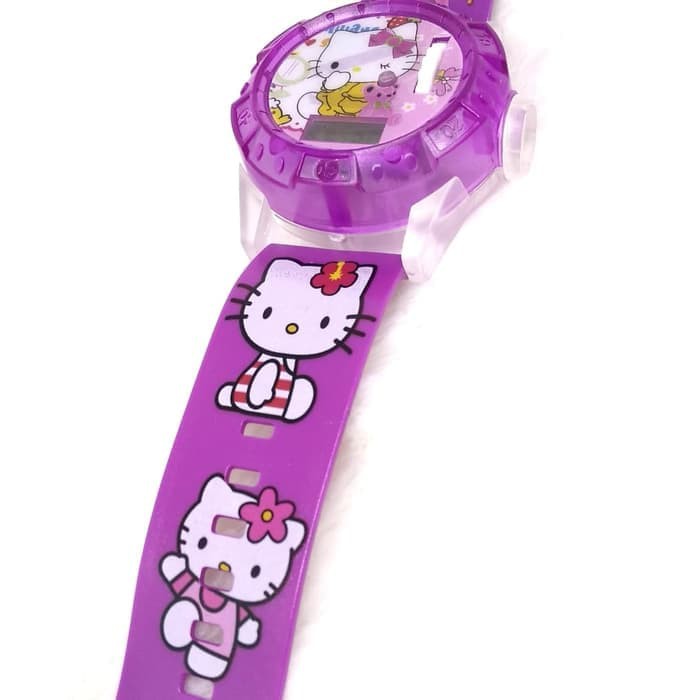 Super Murah! JAM TANGAN ANAK PEREMPUAN MUSIK LASER PROYEKTOR HELLO KITTY LAMPU