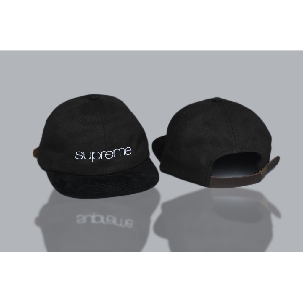 TOPI CAPS STRAPBACK SUPREME FONT BASIC BLACK HIGH PREMIUM QUALITY
