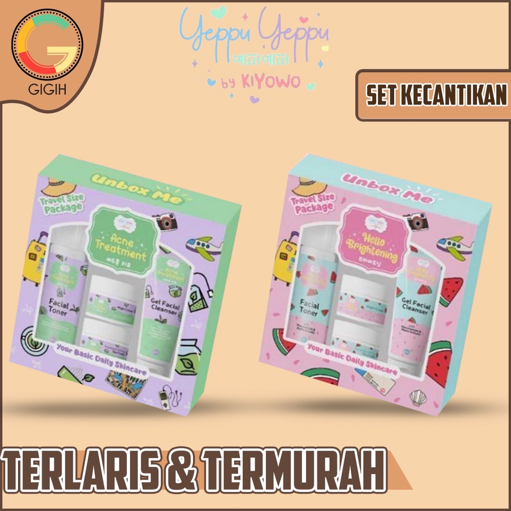 YEPPU YEPPU PAKET SKINCARE TRAVEL SIZE BPOM ( ACNE TREATMENT / HELLO BRIGHTENING ) / ECERAN FACIAL WASH &amp; CREAM ACNE