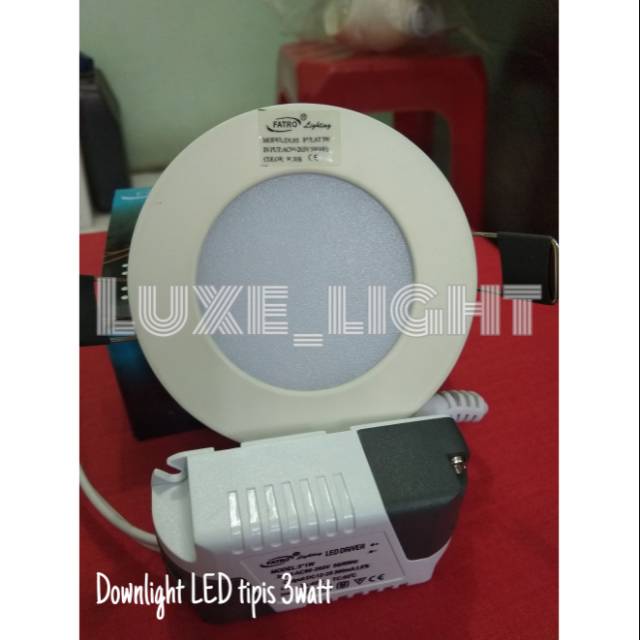 Downlight Led tipis 3 watt bentuk BULAT/KOTAK "FATRO"
