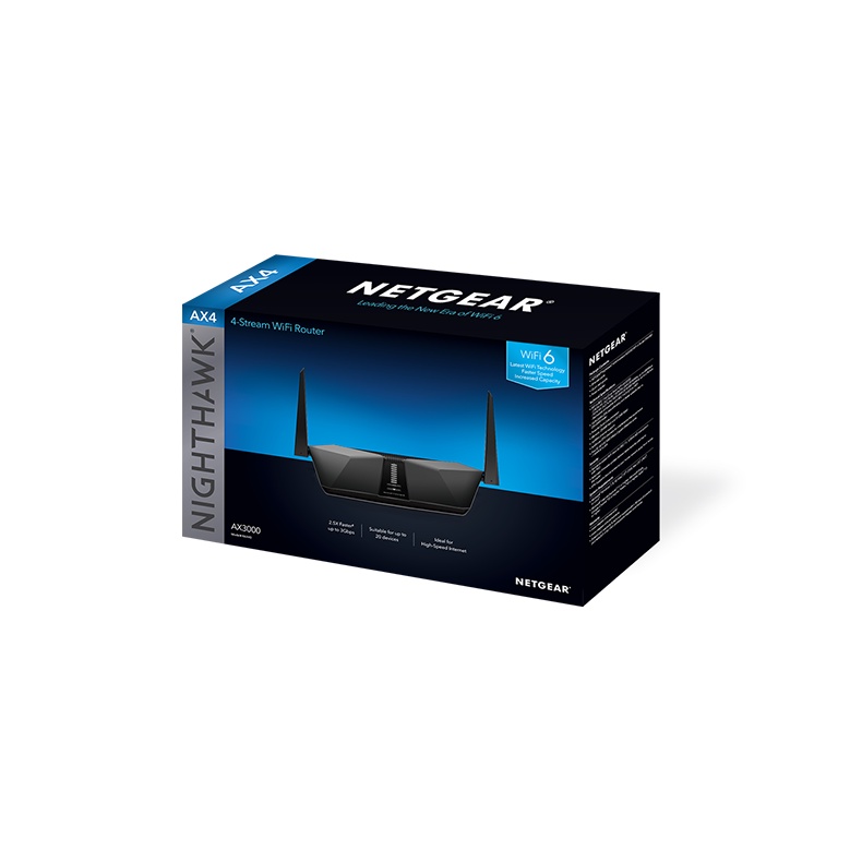 Netgear RAX40 Nighthawk AX4 4-Stream WiFi 6 Router - Hitam
