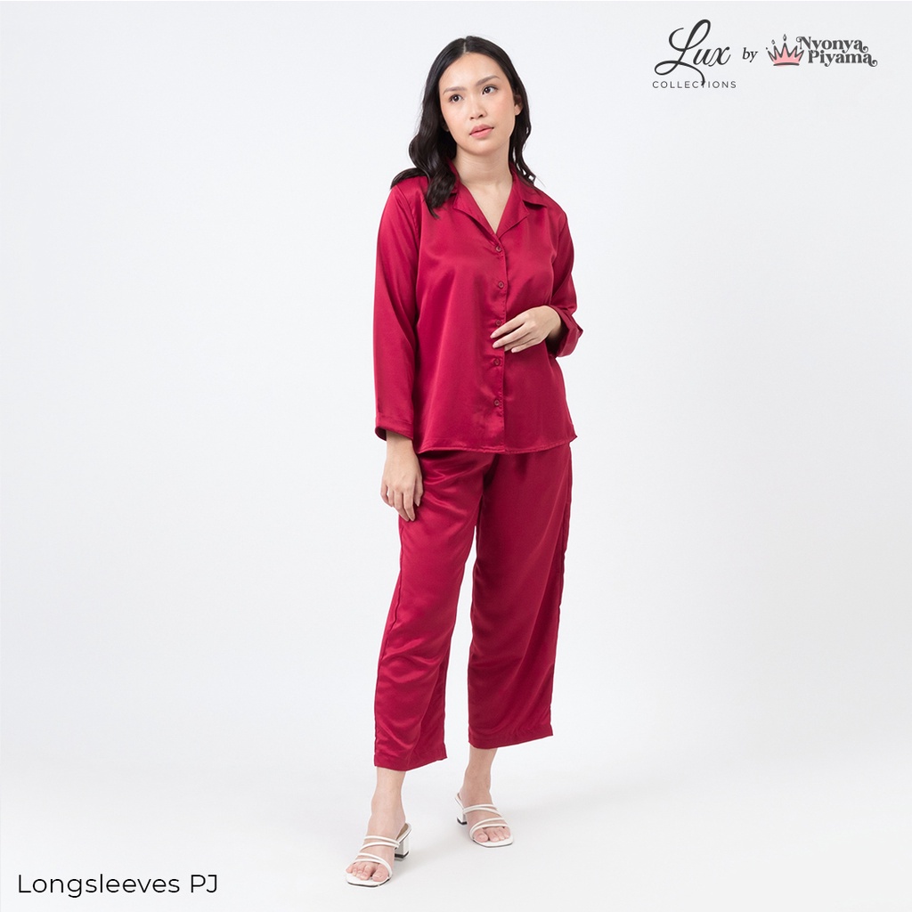 Lux Nyonya Piyama Maxmara Set Piyama (Ruby)-Longsleeves Pj