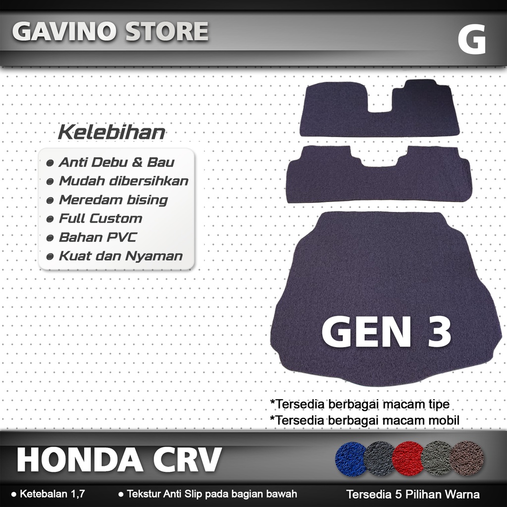 karpet mobil Mie bihun HONDA CRV GEN 3 Full Set