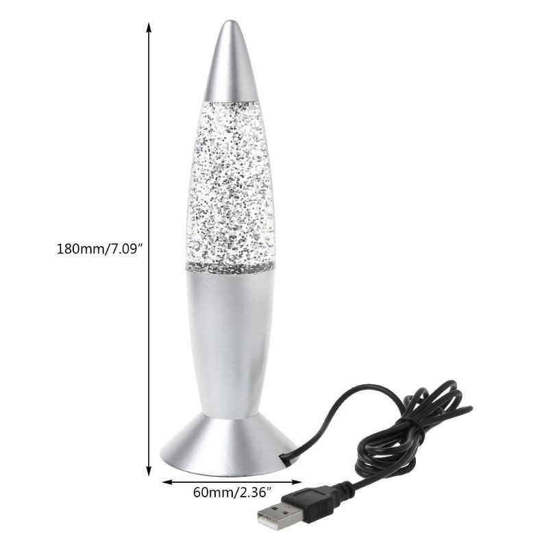 3D Rocket Multi Color Changing Lava Lamp RGB LED Glitter Night Light Gift