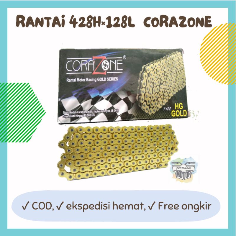 Rantai emas sepeda motor 428Hx128L merk Corazone