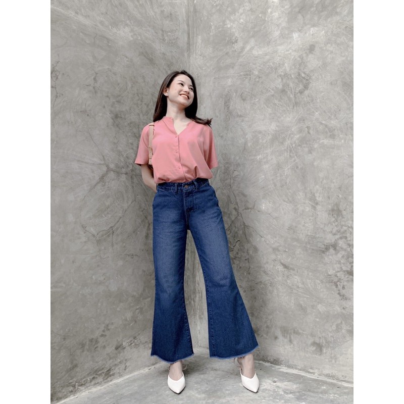 Highwaist Loose Jeans Kulot jeans Wanita