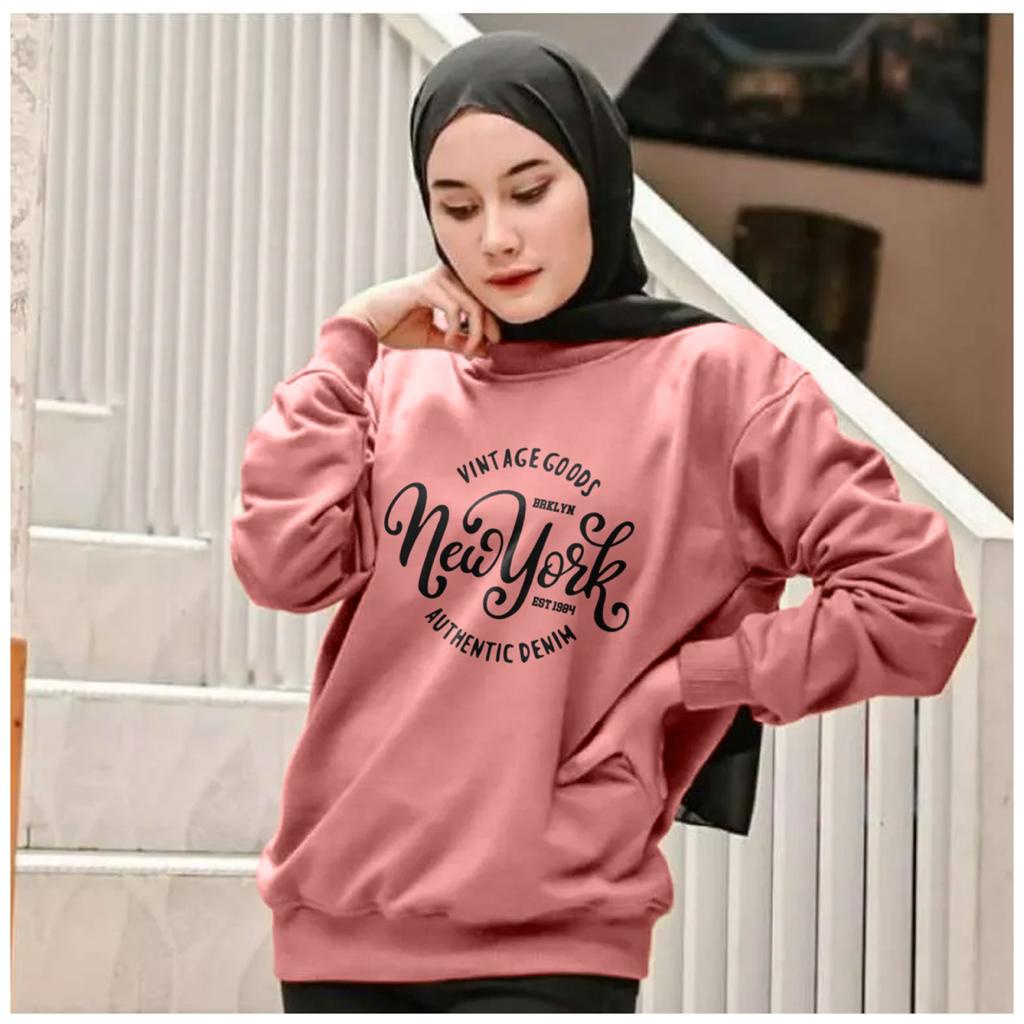 Kaos Lengan Panjang NEW YORK BULET / Kaos Sweatshirt / Atasan Wanita / Atasan Wanita Lengan Panjang