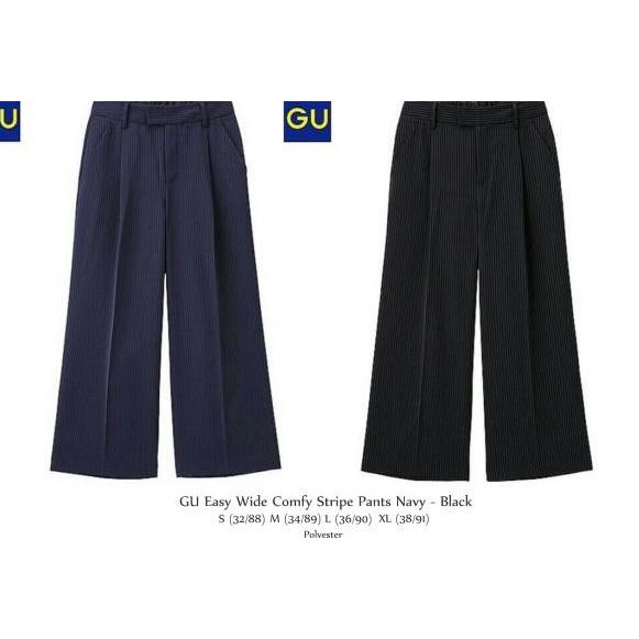 Muraaaahh.. Uniqlo GU Easy Wide Comfy Stripe Pants Culotte Celana Kulot