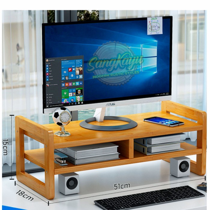 Meja monitor kayu komputer meja laptop table monitor table minimalis 4 - Kayu Mahoni