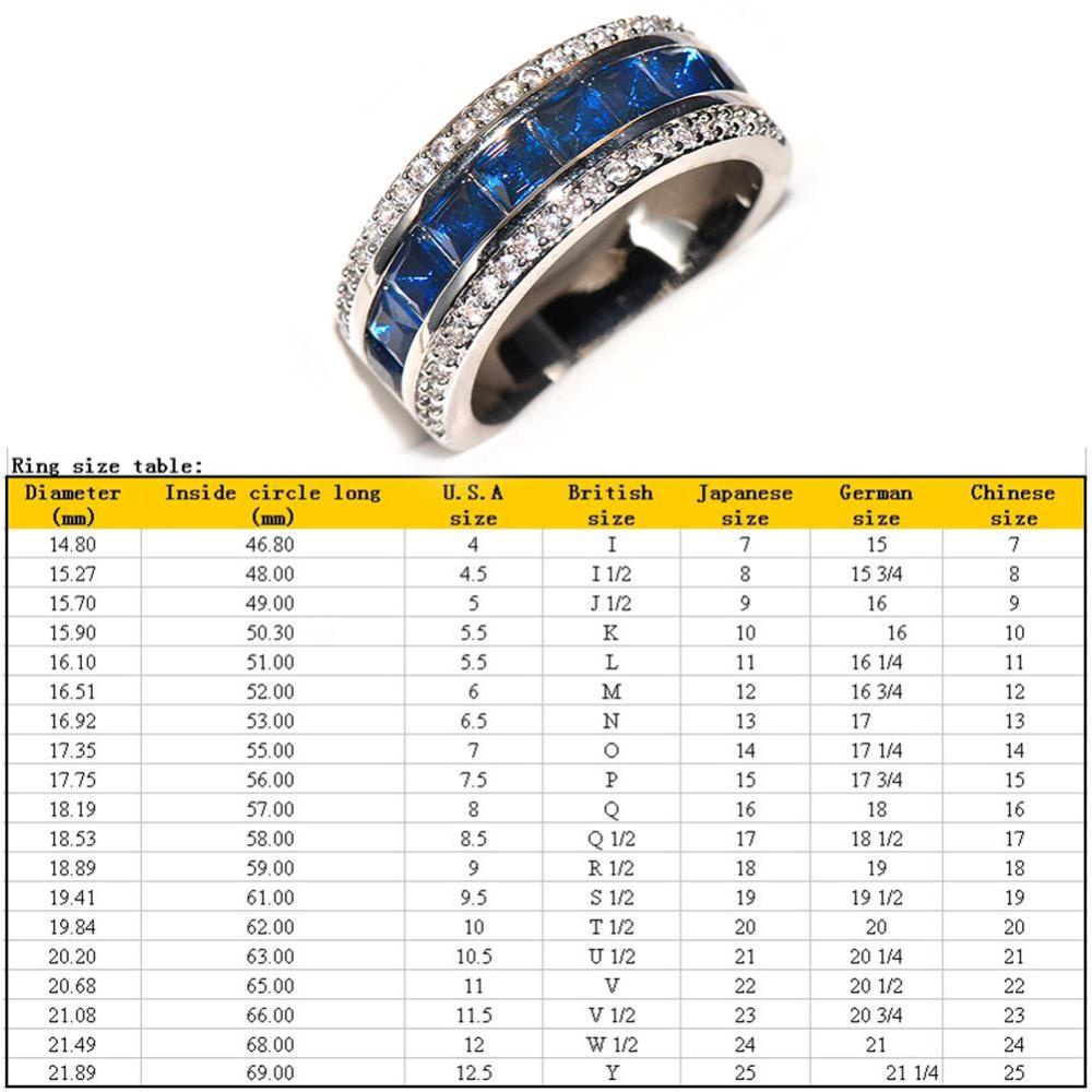 Timekey Cincin Tunangan Sterling Silver 925 Hias Berlian Sapphire Biru Untuk Pria / Wanita A1K2