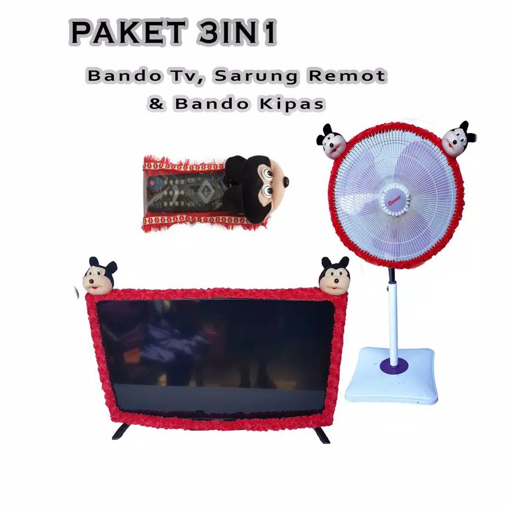 PAKET HEMAT SET 3 IN 1 COVER TV KIPAS DAN REMOT