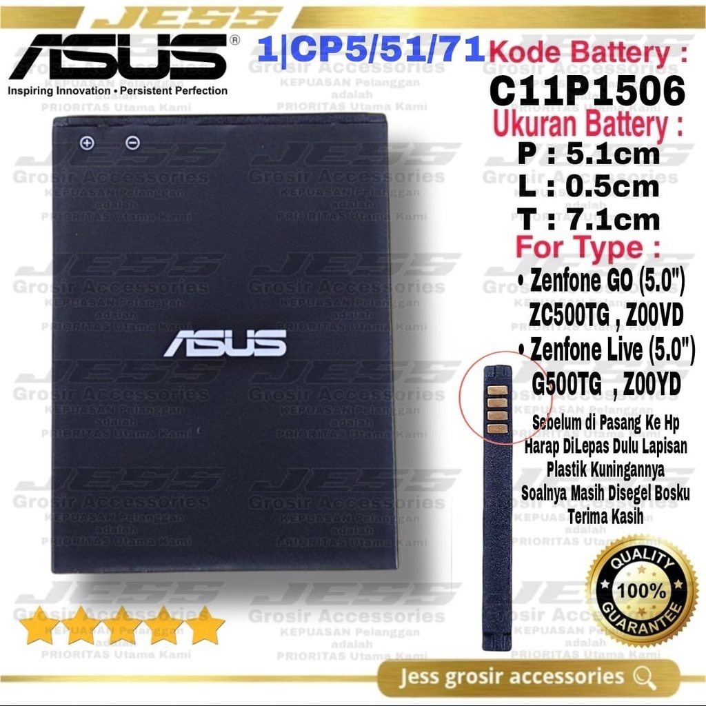 Baterai Original Asus Zenfone Go 5 Inch ZE500KG Z00VD ZC500TG Kode Battery C11P1506