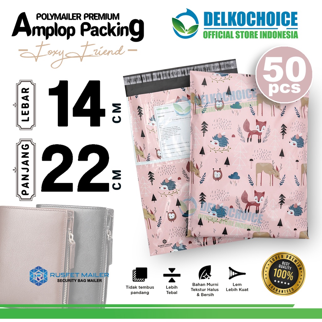 

Polymailer Motif FOXY FRIEND 14x22cm Amplop Plastik Packing Olshop Polimailer PREMIUM / PACK