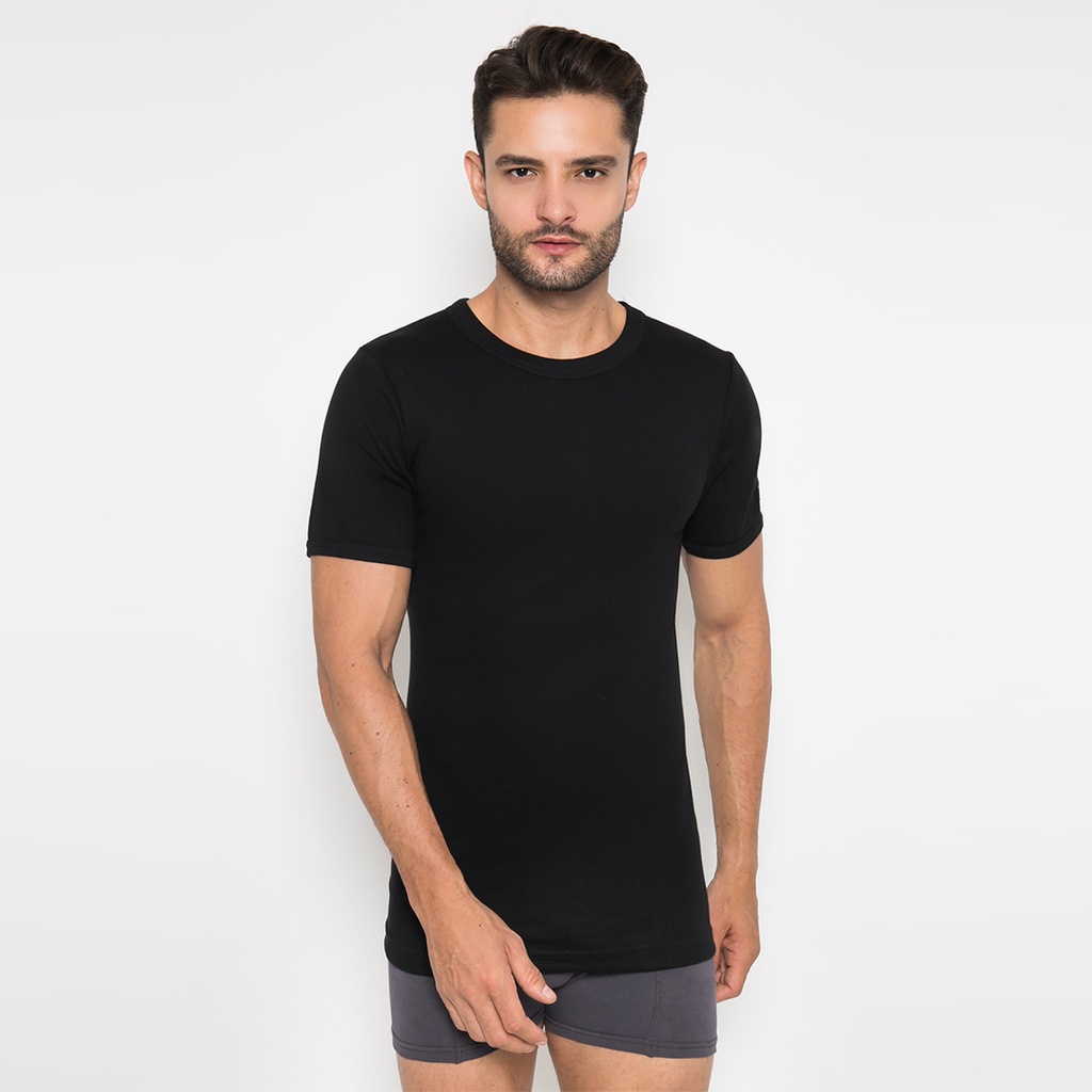 LGS - Innerwear  - Pakaian Dalam Pria - Kaos Oblong Pria - Round Neck - Hitam - LETS.003.333.01H.7C