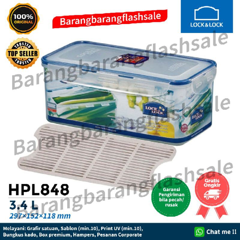 Lock n Lock Food Container 3.4L HPL848 with Tray / HPL848C with Divider - wadah buah wadah makanan