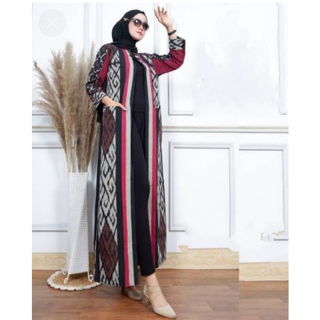 long cardi tenun - long outer tenun - outer tenun kancing - cardigan tenun kancing - outer - cardiga