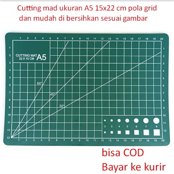 

Cutting mad ukuran A5 15x22 cm pola grid dan mudah di bersihkan sesuai gambar