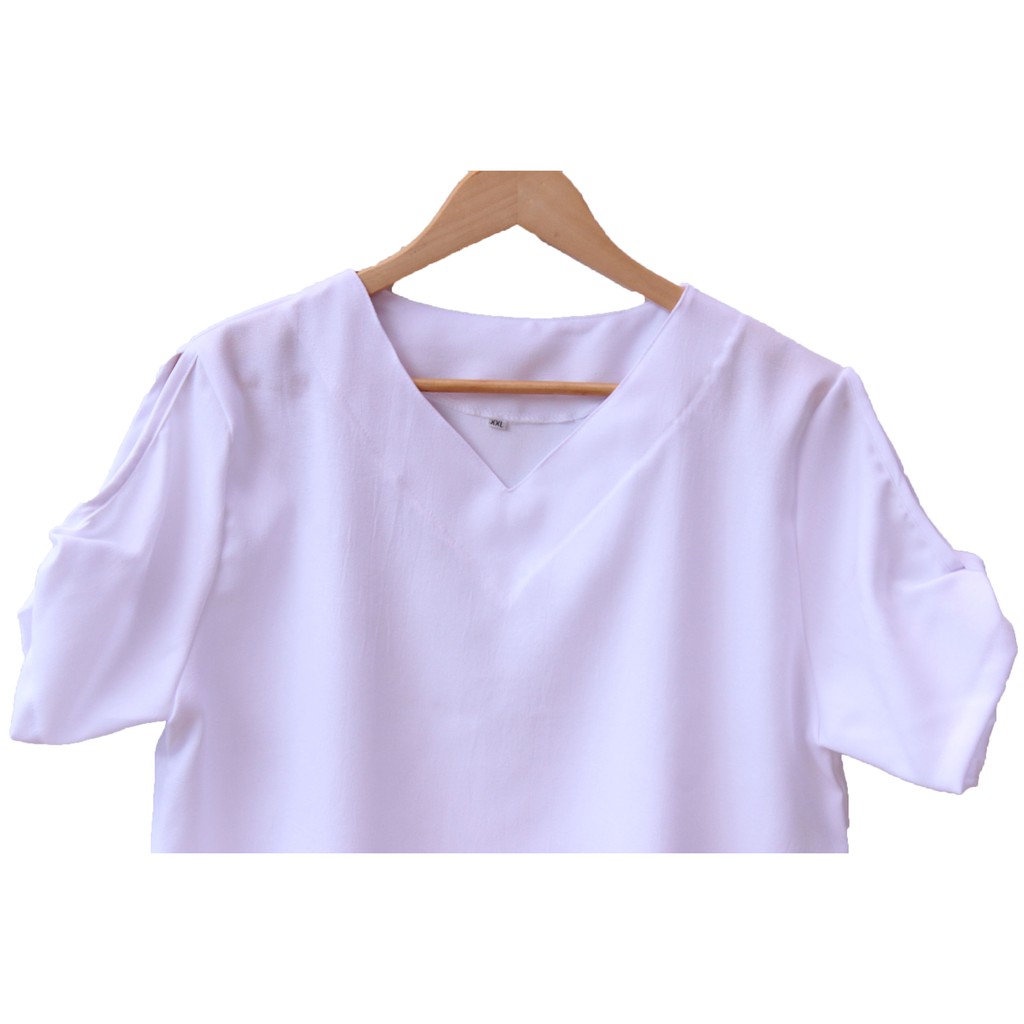 Real Pict - Atasan Jumbo / blus wanita / blouse jumbo Evi Polos size M , L dan XXL ( Real Pict )-5