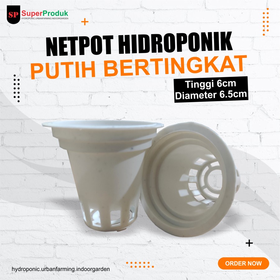 Netpot Bertingkat Tinggi 6cm Diameter 6,5cm Putih