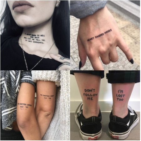 pcs english &quot;QUOTES&quot; words tatto aesthetic temporary tato badan