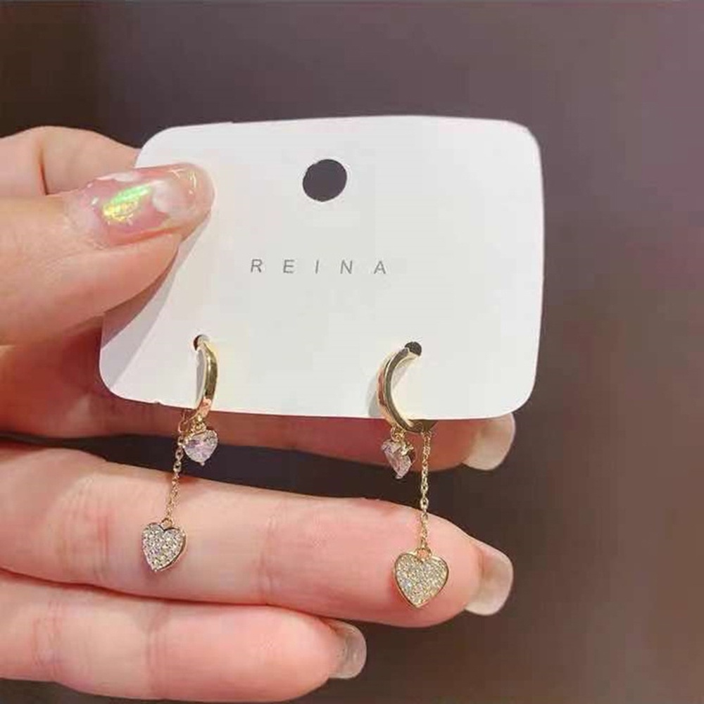 Anting Tusuk Gantung Wanita Desain Hatirumbai Rantai Gaya Eleganretro Untuk Pernikahan