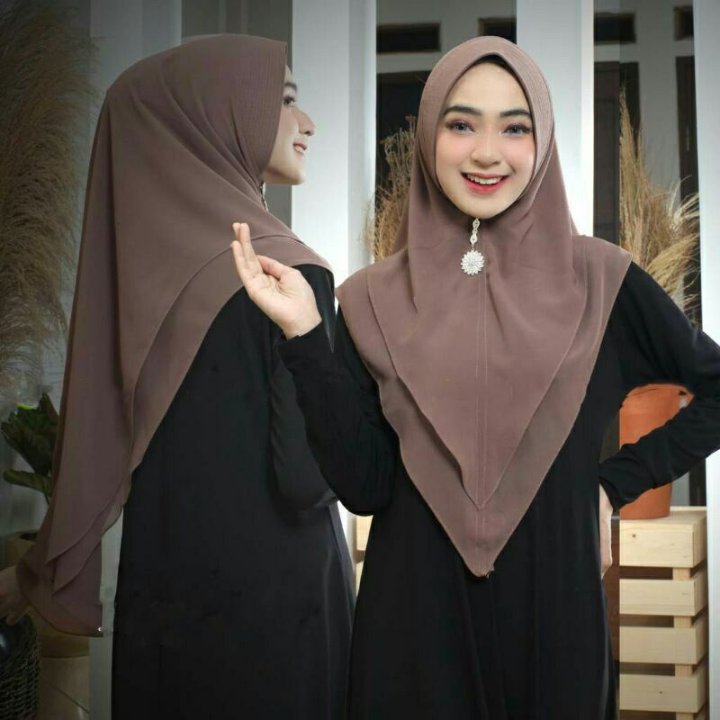 Khimar LV Dua Layer Mini Kerudung Instan LV Mini Hijab Dua Layar Mini