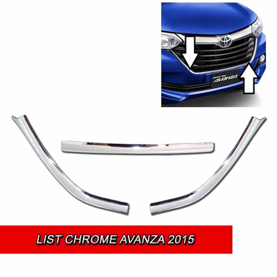 LIS GRILL TRIM DEPAN GRAND AVANZA 2015 CHROME 3 PCS