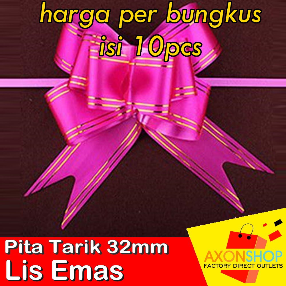  Pita  Serut  LIS EMAS 32 Mm Tarik 32mm Hiasan  Parcel Kado 