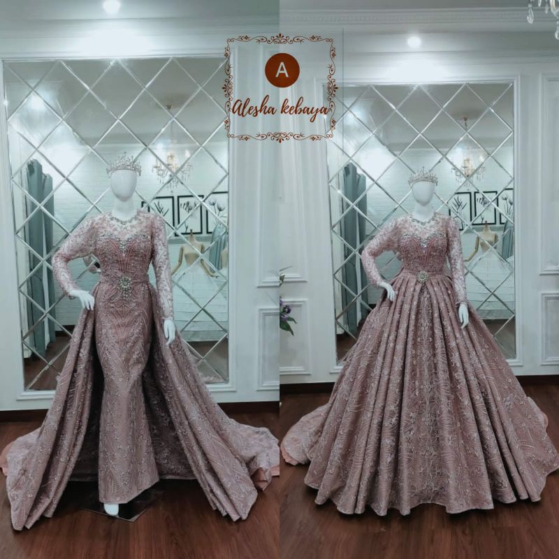 Gaun pengantin crinoline 2 in 1/Gaun pengantin mewah