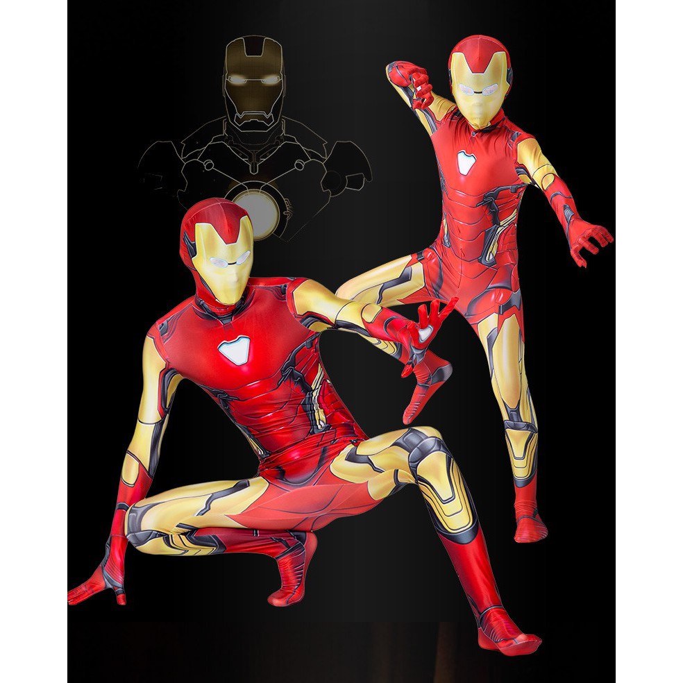 Avengers Iron Man Anak Laki-laki One-Piece Ketat Pakaian Cosplay Fulian Marvel Iron Man Spiderman Captain America Bertindak Anak Pakaian